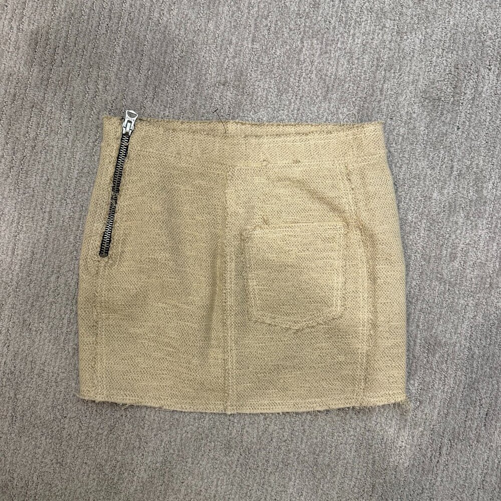 Acne Studios Rustic Tweed Mini Skirt Size 34 Exposed Zip Linen Blend